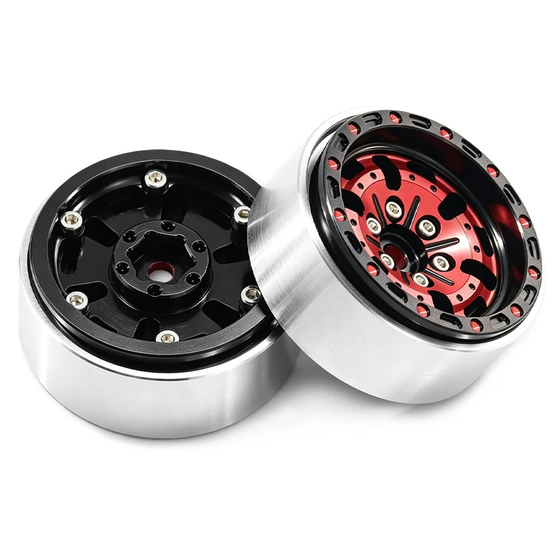 4Pcs 1.3 Inch Metal Wheel Rims for 1/18 Mini RC Rock Crawler Traxxas TRX4M Axial SCX24 FMS Ascent‑18 Upgrade Parts