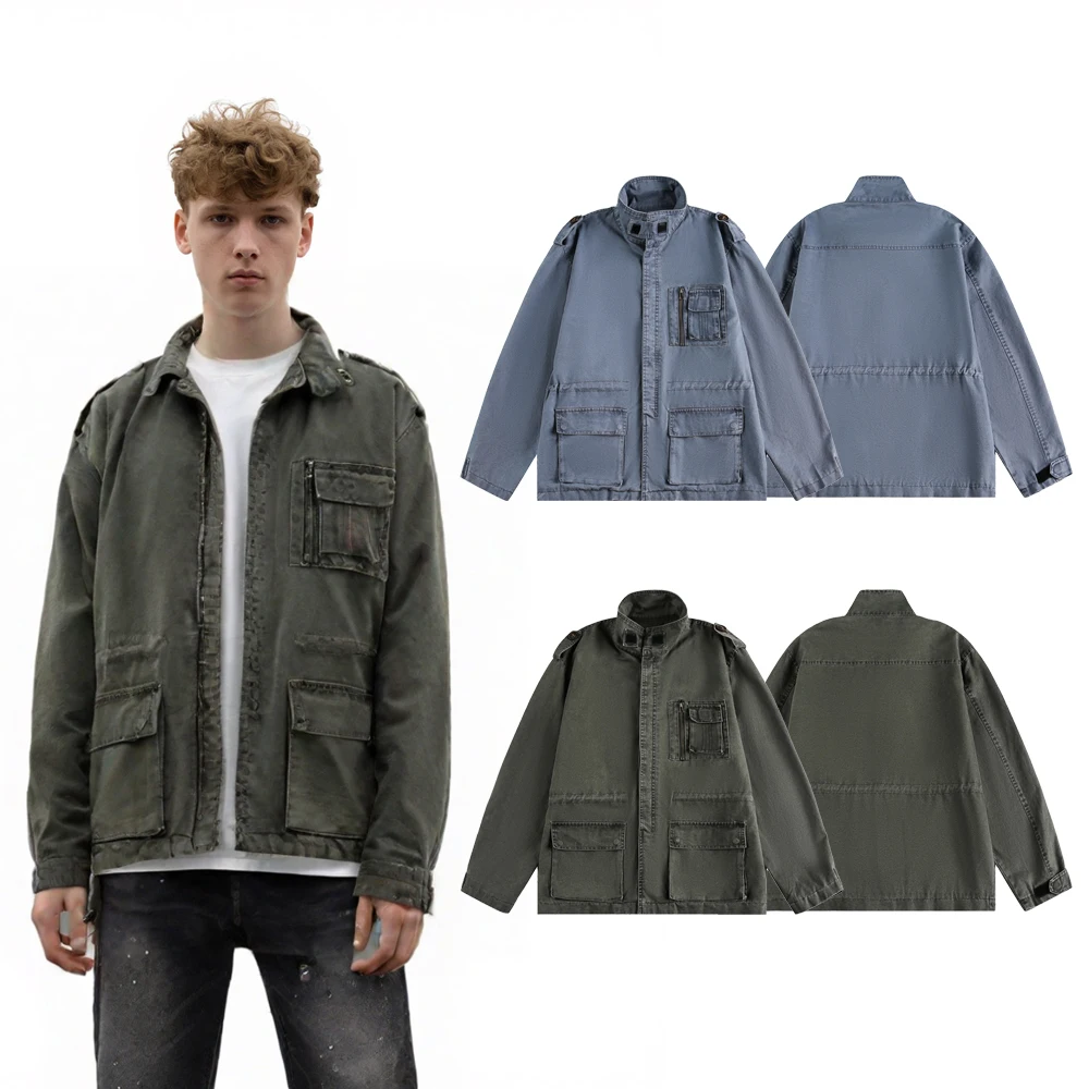 

Winter Streetwear Y2k Clothing Men's Cotton Pocket Military Jacket Out Door Style HipHop Casual Retro Vintage Wind Breaker Coats