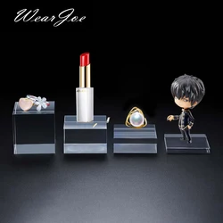 Square Acrylic Solid Display Cube Riser Pedestal Block Shop Retail Skin Care Cosmetic Jar Jewelry Stand Rack For Window Cabinet