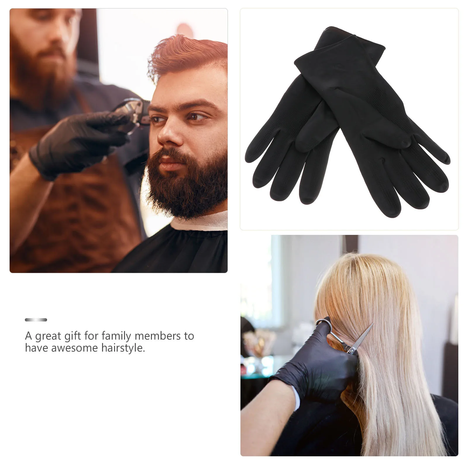 

Silicone Non-Slip Hair Dye Gloves Black Reusable Washable Ambidextrous Salon Gloves Barber Hair Coloring Shampoo Cleaning