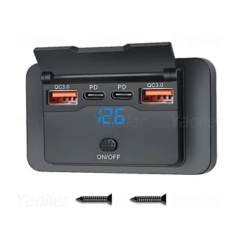 Ulepszone 4-portowe gniazdo USB 12V RV 108W Dual PD3.0 USB-C 36W & Dual QC3.0 18W Adapter gniazda ładowarki samochodowej do samochodu Autobus Łódź Ciężarówka