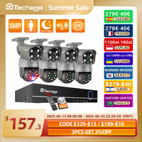 Techage 8CH 5MP Security Camera System Night Vision Human Detection POE PTZ Camera Outdoor Security Surveillance Cam Kit P2P