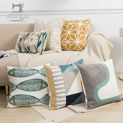 Наволочки Новог Cushion Cover Daisy Yellow Floral Geometric 45x45/30x50cm Blue Embroidery Soft Cozy Pillow Cover for Living Room