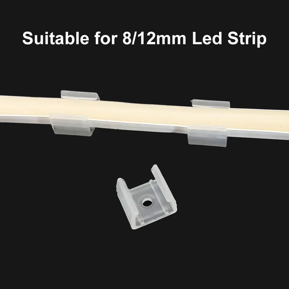 Clips de fixation de bande LED, support, connecteur, accessoires pour fibre 2835, néon, 220V, flexible, structure en plastique COB, 6mm, 8mm, 12mm,