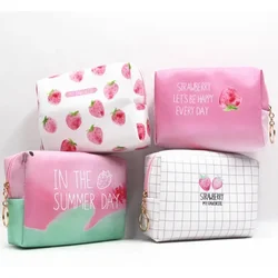 Creative Pink Strawberry Series PU borsa cosmetica impermeabile borsa da toilette portatile di grande capacità borsa da viaggio custodia per il trucco