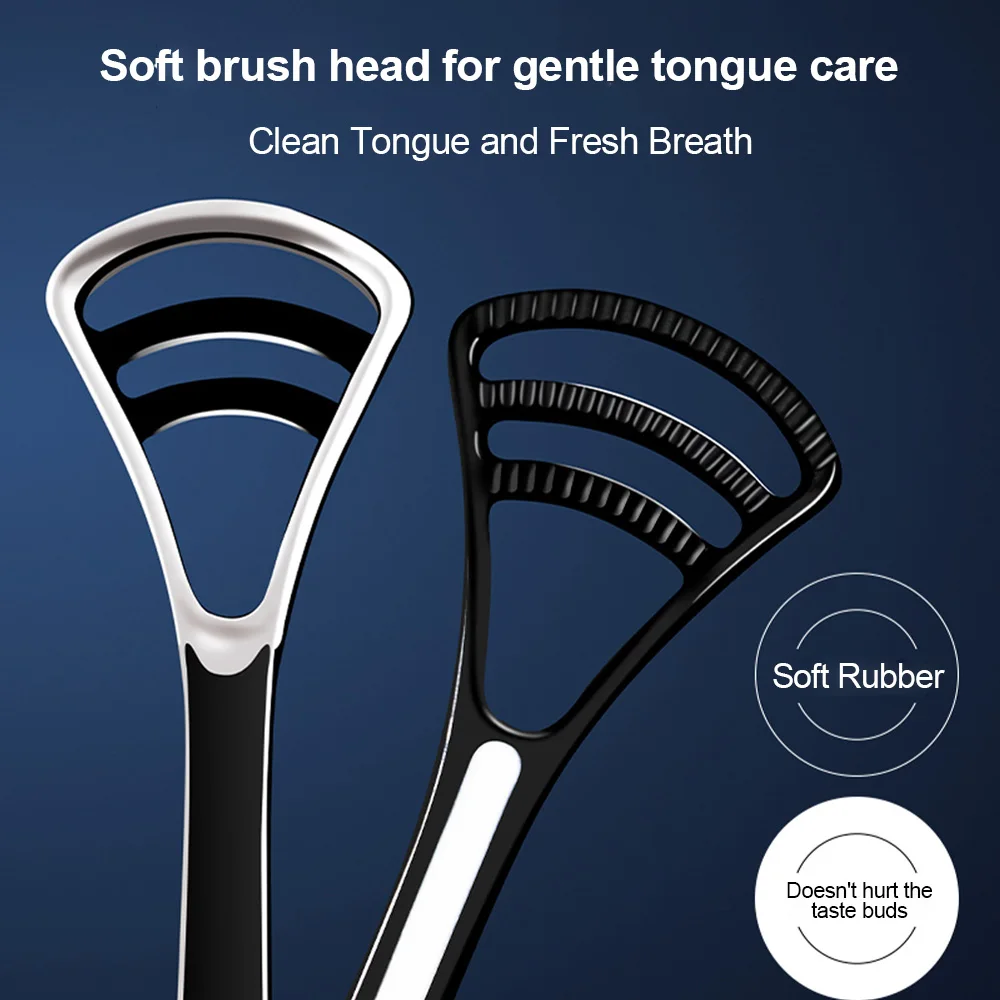 1-4PCS Silicone Double-Sided Tongue Scraper Cleaner with Non-Slip Handle Soft Tongue Brush for Fresh Breath & Oral Hygiene Care