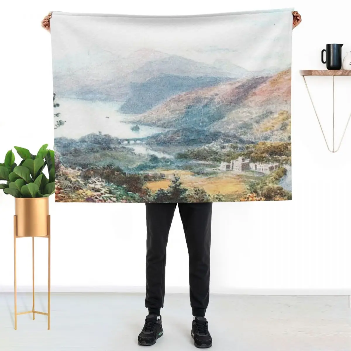 Vintage Illustration of Loch Tay & Taymouth Castle Throw Blanket Summer Softest Moving Decorative Sofa for babies Blankets