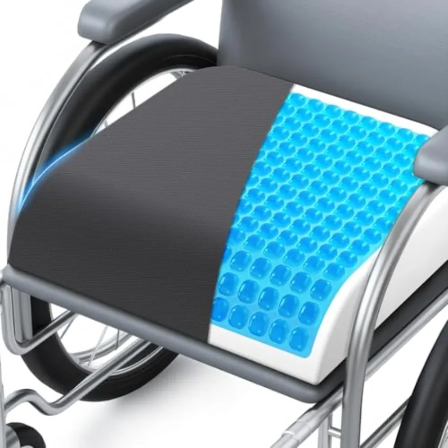 

Wheelchair Seat Cushion - Cooling Gel and Memory Foam Office Chair Cushion with Non-Slip Bottom and Washable Cover Ergonomic Ca