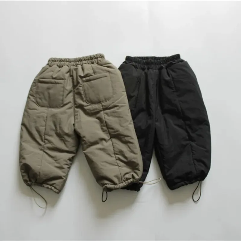 Novo inverno crianças engrossar calças de esqui quentes cor sólida crianças casuais calças de escalada ao ar livre