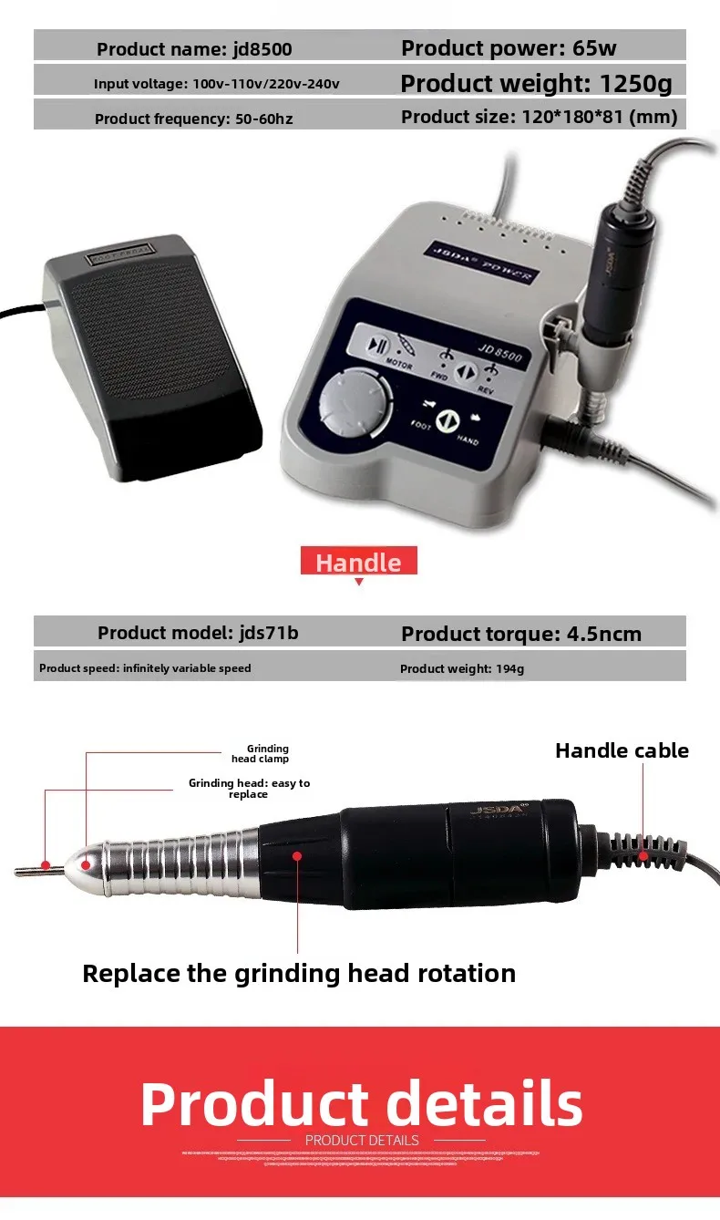 ​ ​ JD8500 Высокоскоростной электрический художественный инструмент мощностью 65 Вт, прецизионная гравировальная ручка 35000 об/мин для изготовления ювелирных изделий и поделок своими руками ​ ​