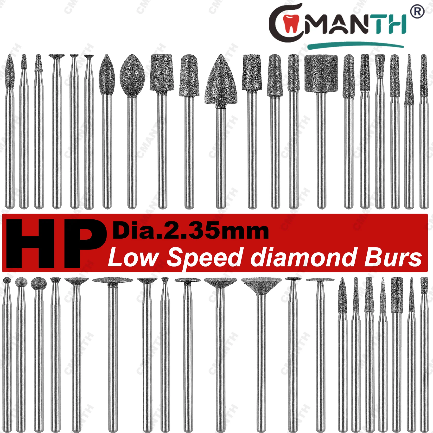 

Dental Low Speed Diamond Burs HP Dia.2.35mm Rotary Bur For Straight Nose Cone Low Speed Handpiece Polisher Accessories 5pcs/Pack