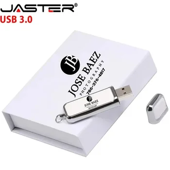 JASTER USB 3.0 דיסק און קי 128gb כיכר עור עם תיבת משלוח מותאם אישית לוגו עט כונן 32gb 64gb זיכרון מקל Creative מתנות U דיסק