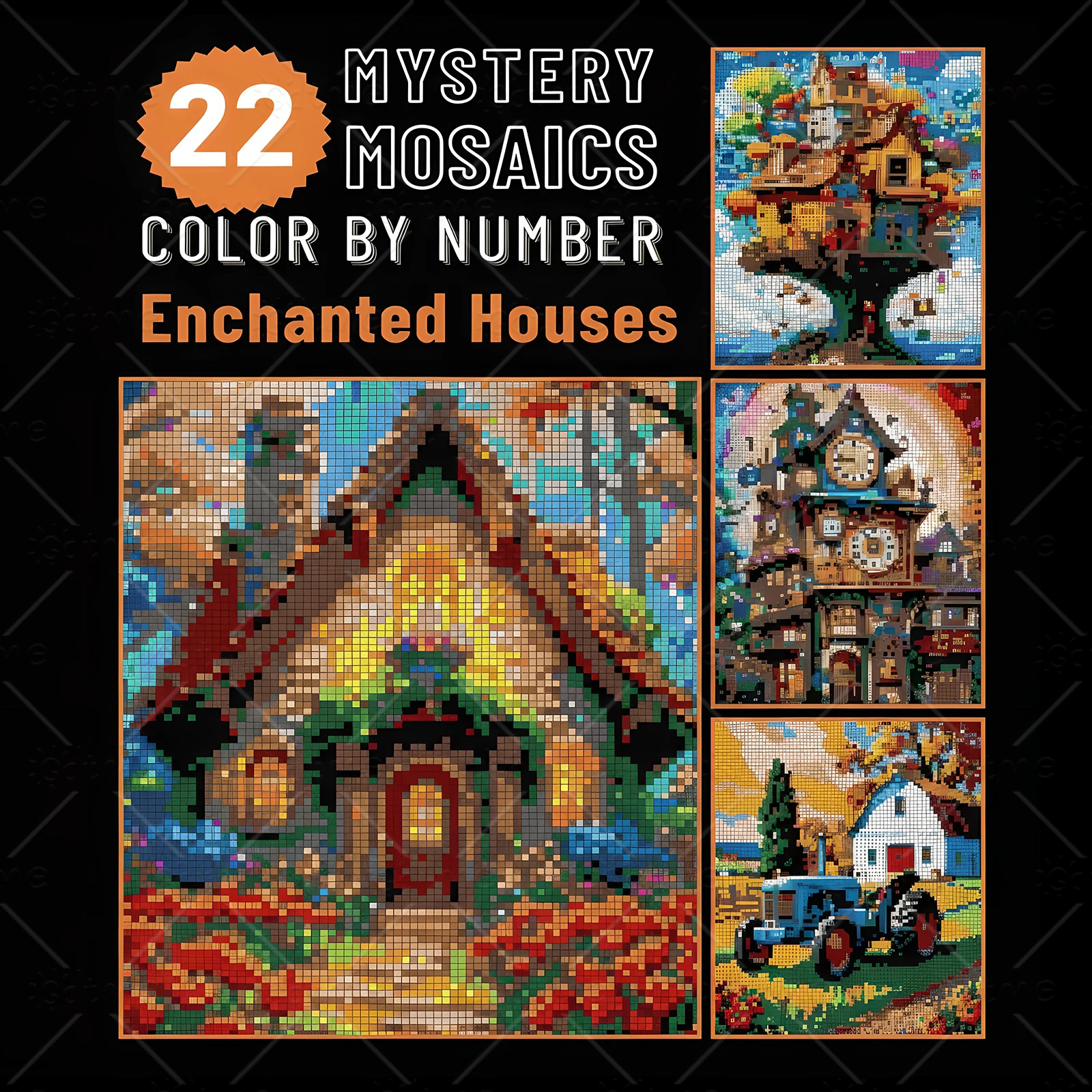 Funny Mystery Mosaics Enchanted Houses Coloring Book Relaxation Hand Drawn Book Colorful Graffiti DIY Num Painting Drawing Books