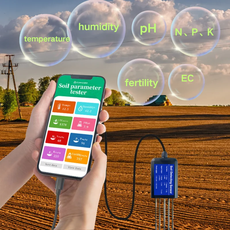 

Multi-Parameter 8-in-1 Soil Sensor pH NPK Moisture Fertility Monitoring for Lawn and Agriculture