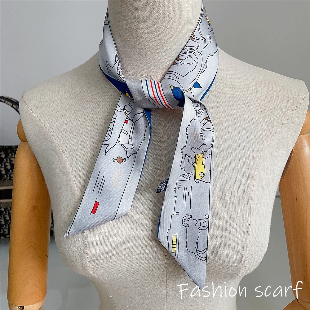 موضة جديدة للمرأة تنوعا رائجة البيع اليقطين النقل ملزمة حقيبة الشريط رباط شعر شريط مزخرف وشاح صغير وشاح حريري #6