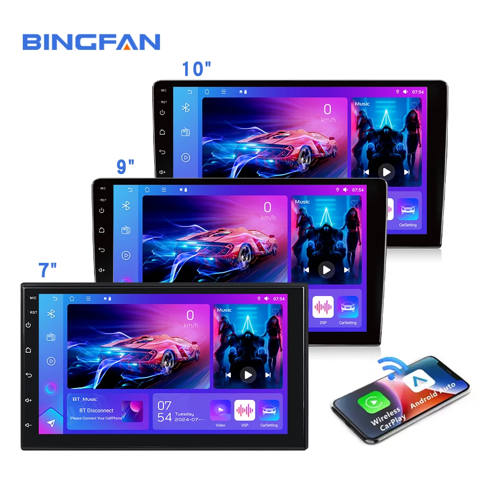 أندرويد 2 الدين شاشة السيارة مشغل ديفيدي للسيارة راديو السيارة العالمي 9 بوصة أندرويد السيارات Carplay راديو شاشة تعمل باللمس GPS BT WIFI