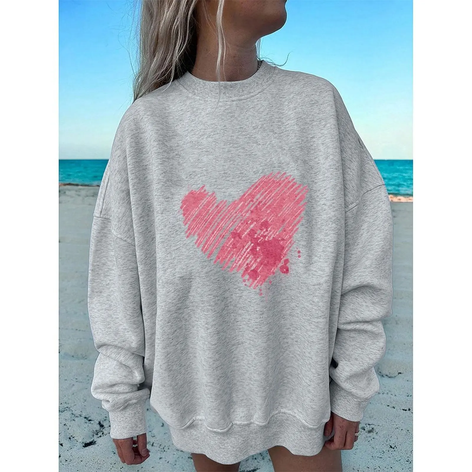 

Women's Sweatshirts O-Neck Printed Pattern Loose Casual Sports Pullovers Comfortable Velvet Long Sleeve Sweater Winter For Women