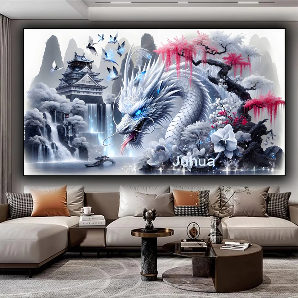 Diamond Art Kit Stunning Vibrant Dragon Diy Diamond Painting Full Mosaic Psychedelic Animal Flower Crafts For Home Decor
