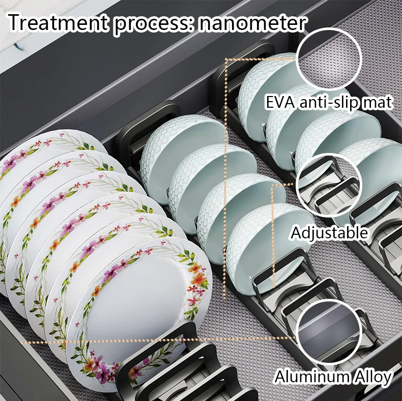 Modern Drawer Dish Basket Aluminum Pull Out Dish Drawer Basket Multifunctional Kitchen Dish Storage Drawer Basket