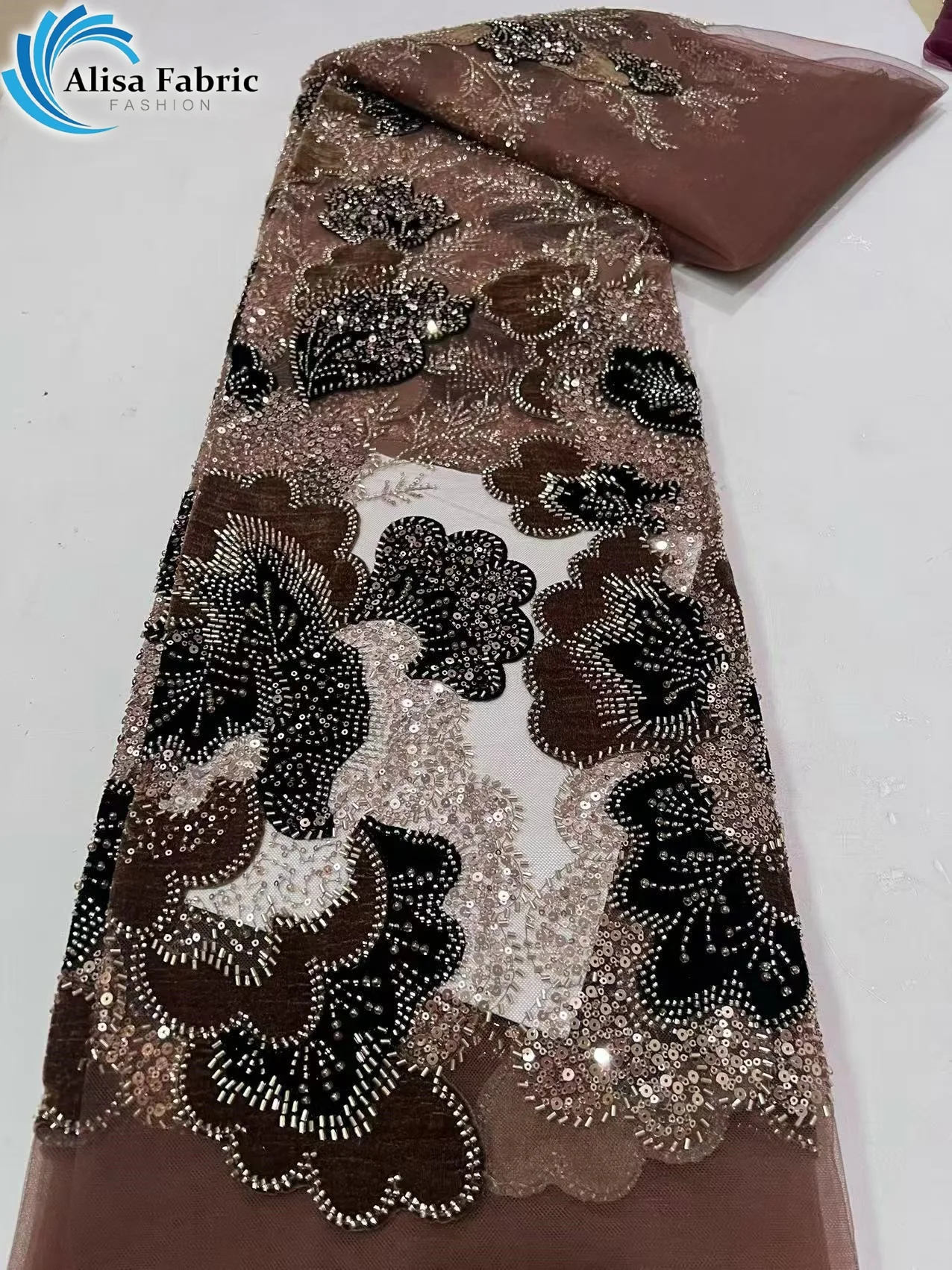 New arrivals tulle lace fabric beaded lace Black Friday African Wax Print Fabric 5 yards Breathable For evening gowns