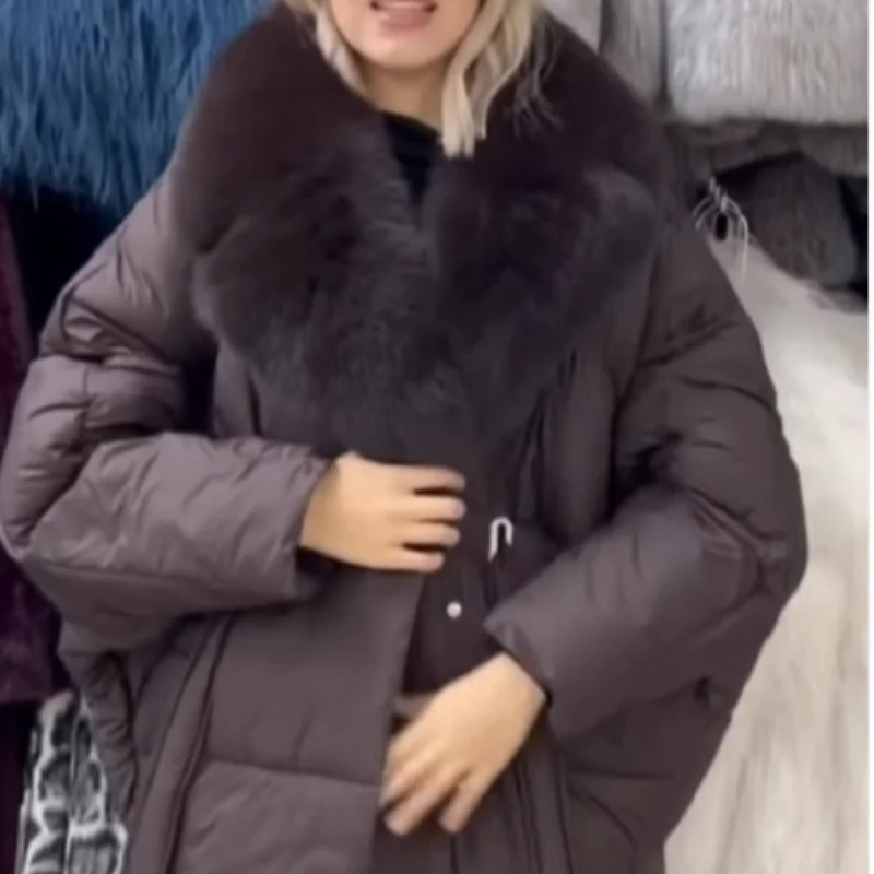 

Женская новая осенне-зимняя верхняя одежда, шикарная хлопковая стеганая куртка с завязкой на талии, высокое качество, свободные теплые пальто со съемным меховым воротником