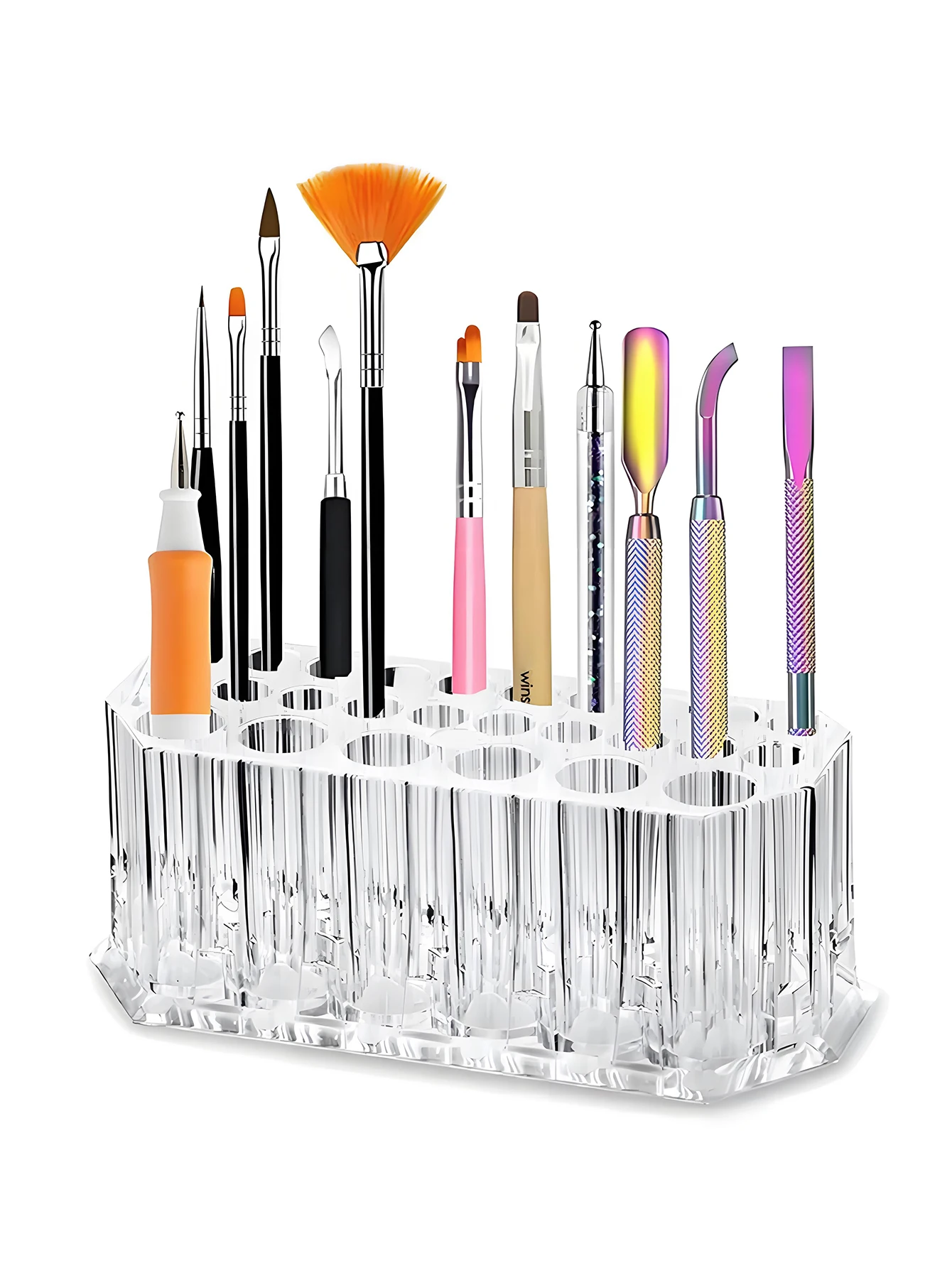 1/2pcs Clear Acrylic 26Hole Brush Stand Multifunctional Makeup Brush Holder Display Case for Nail Art Tools and Cosmetic Brushes