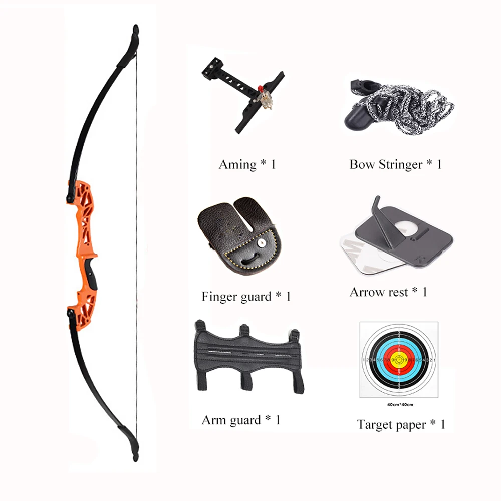 

20/30/40/55Lbs Archery Takedown Recurve Bow /Bow Set with Aming/Rest/Finger Guard/Arm Guard/Target Paper For Hunting Shooting