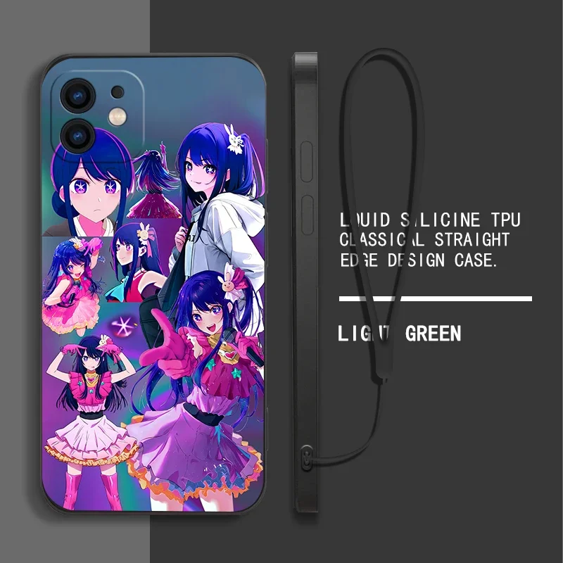 Anime Oshi no Ko Hoshino Ai Phone Case For Samsung Galaxy S24 S23 S22 S21 Ultra Plus FE S10 4G S9 Note 20 10 9 Plus With Lanyard