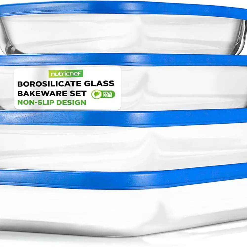 

Stackable 8-Piece Rectangular Glass Bakeware Set with Lids - Ideal for Lasagna, Casseroles, Meatloaf, and Storage - Oven, Freeze