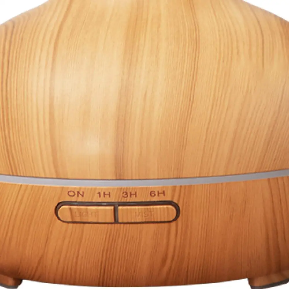 Ultrasonic Aromatherapy Diffuser 550ml with 6 Essential Oils, Cool Mist Humidifier, 4 Timers, 7 Colors, Auto Off, Yellow Wood Gr