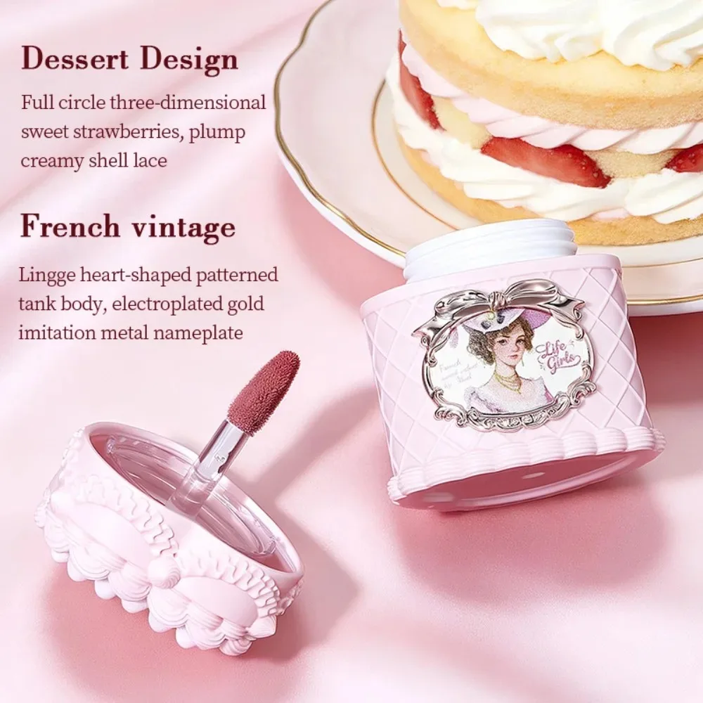 //French Sweetheart Cake Matte Lip Gloss Velvet Mousse Lip Mud Soft Focus Finish Vintage Highly Pigmented Lip Cream Women Makeup