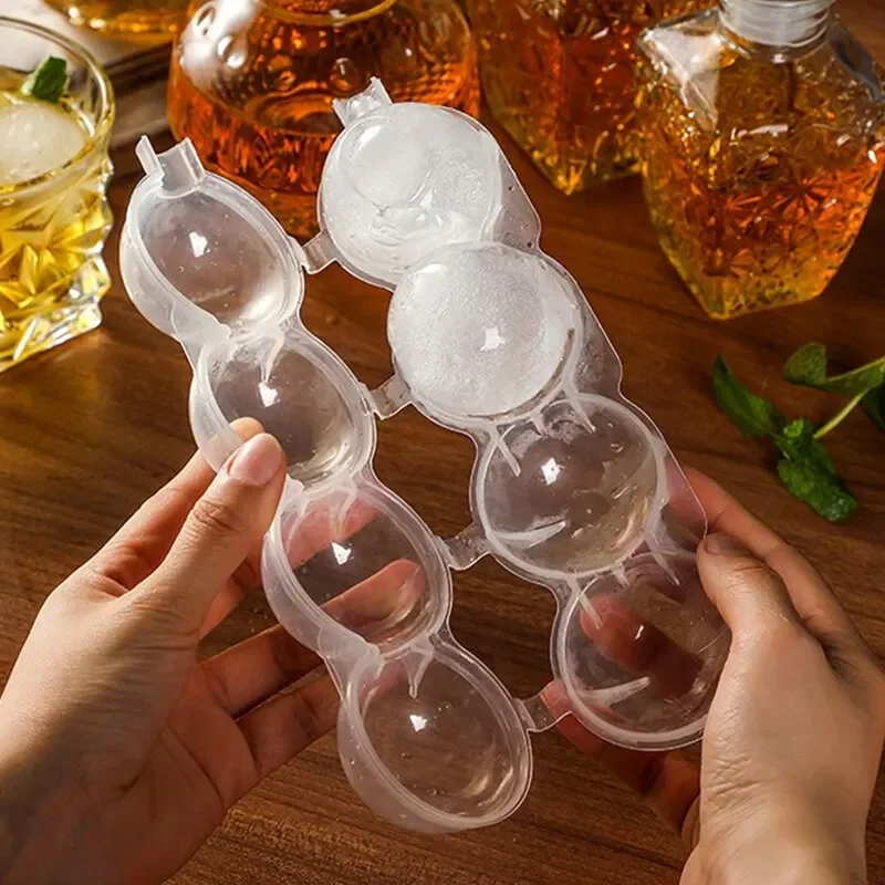 

1Pc 4 Hole PP Transparent Kitchen Ice Box Ice Cream Maker Tool Cube Makers Round Ice Hockey Ball Mould Popsicle Articles