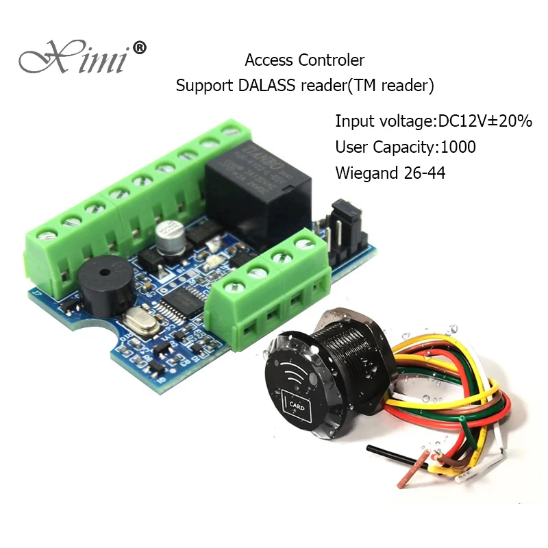 Mini Access Control Kit Access Controller Board Waterpoof RFID Card Reader for Electric Lock System Wiegand 26-44 TM Card Reader
