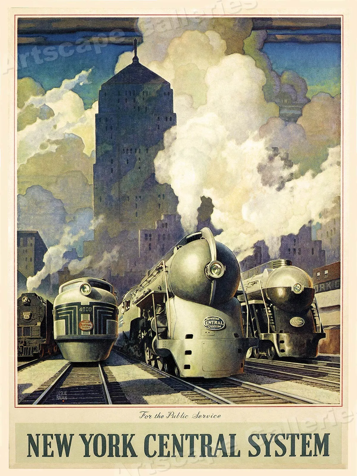 New York Central System 1940s Vintage Style Railroad Poster Wall Art Rome Decoration