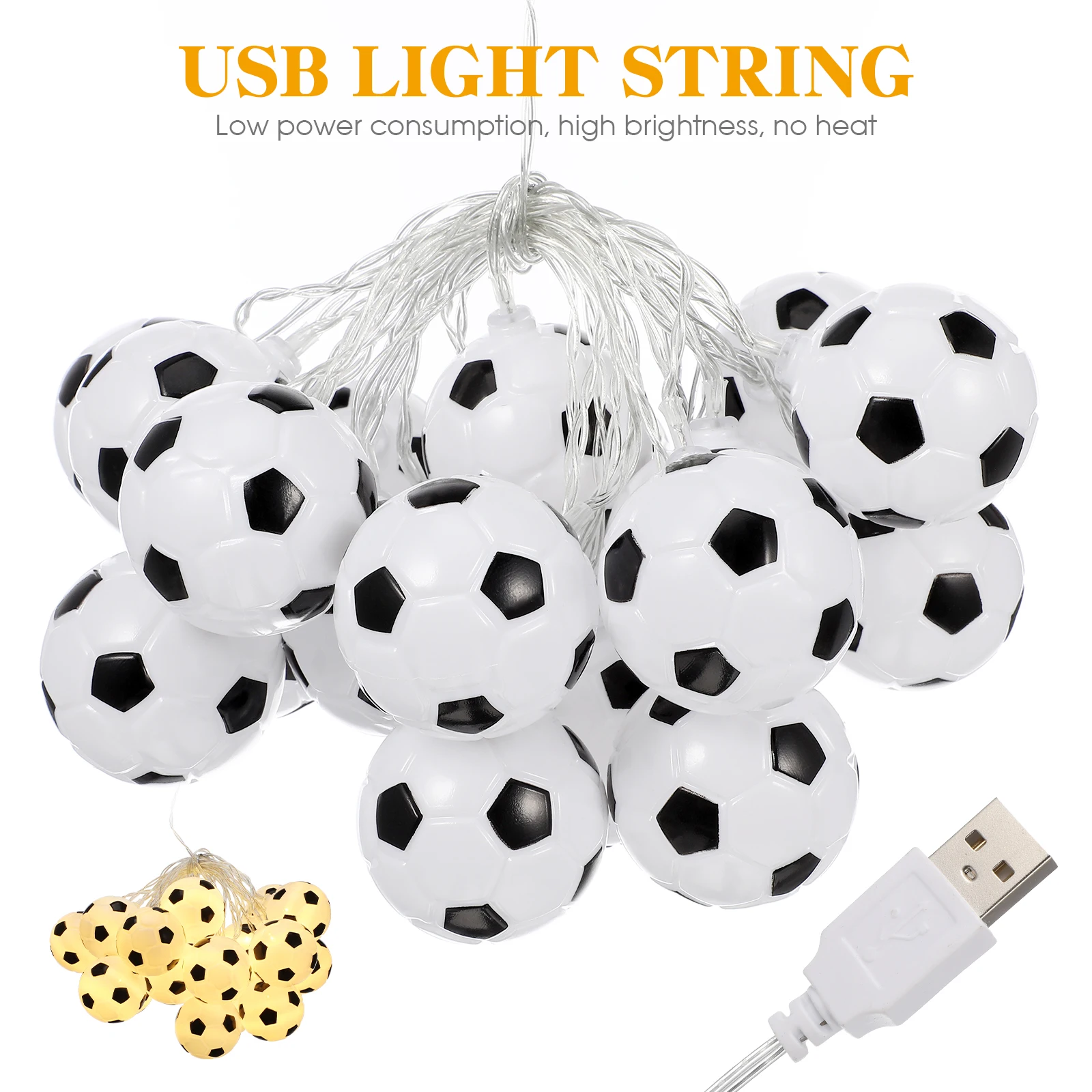 

Football Shaped Led String Light 20 Leds Usb Powered Energy Saving Decorative Lamp For Wedding Party Home Garden Decoration