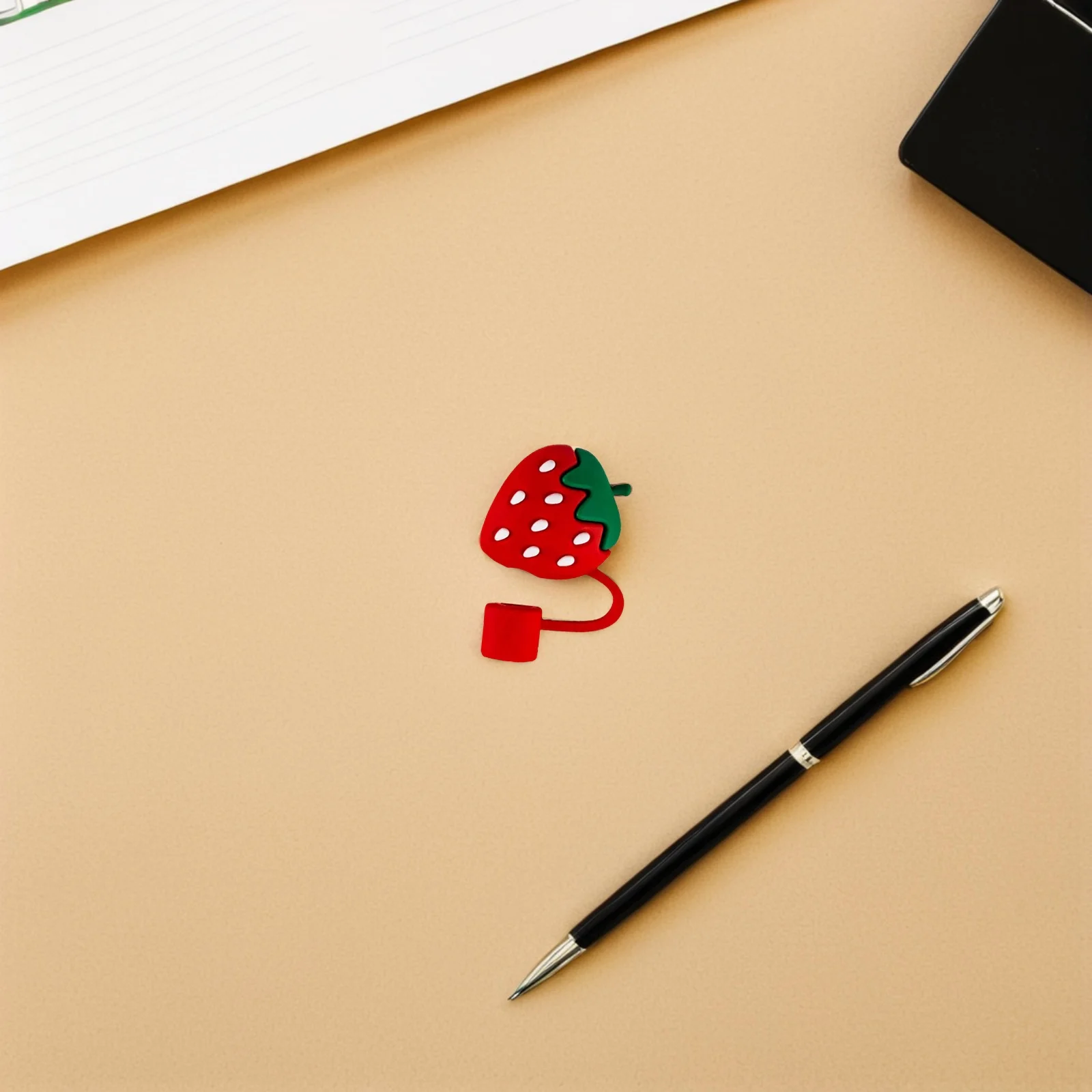 

4pcs Silicone Straw Covers Set Strawberry Shaped Tips Protectors Cute Reusable Drinking Straw End Plugs Caps For Parties