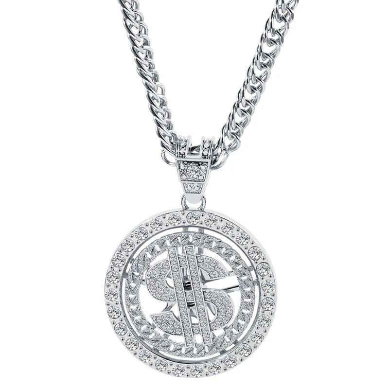 195C Big Money Necklaces Gold/Silver Chain with Dollar Sign for Rhinestone Jewelry Gi