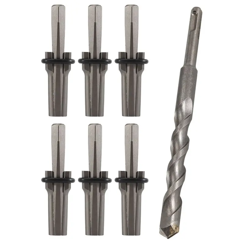 ABSS-Stone Splitter Hand Tool Kit Stone Splitter With Drill Bit Tools Metal For Splitting Granite Rock Concrete Marble