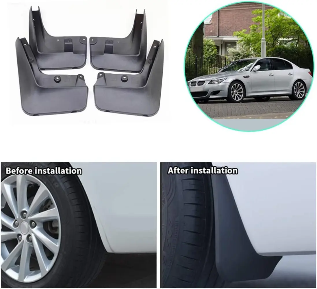 

Car Mud Flaps For BMW E60 5 Series 2006 2007 2008 2009 2010 Flaps Splash Guard Front and Rear Mud Flaps 4pcs