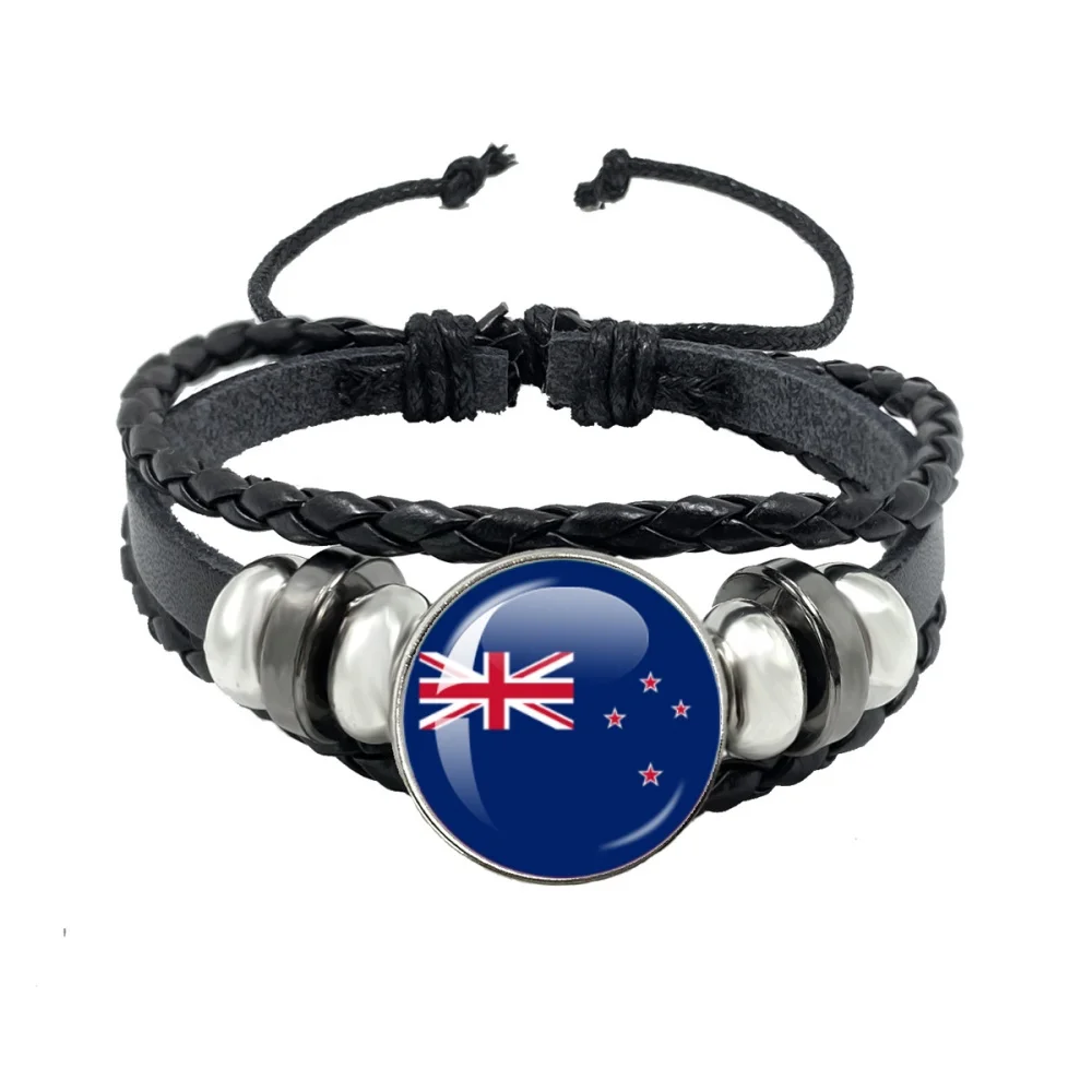 National Flag Bracelet Senegal French Norway Algeria Austria Portuguese Woven Multi-layer Black Leather Bracelet Jewelry Gift view 4
