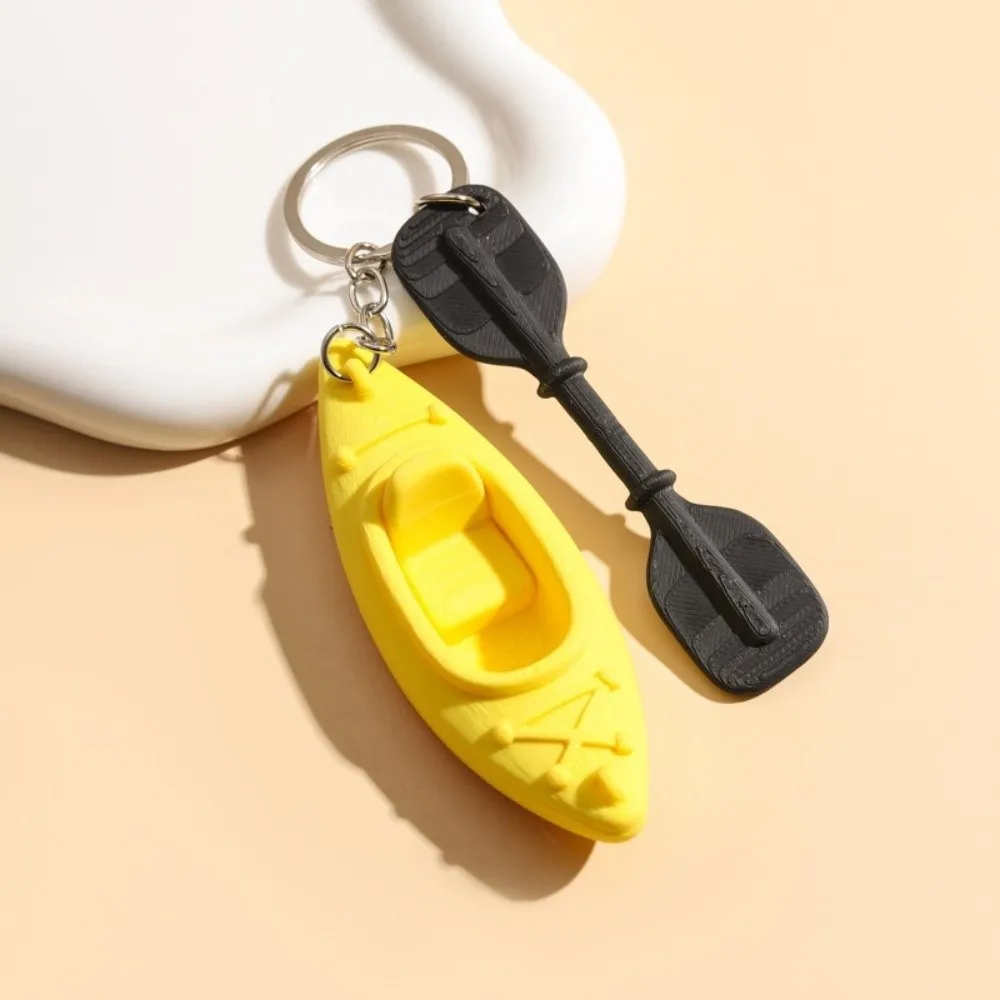 Novelty PLA Kayak Keychain Oars Shaped Multiple Colors Canoe Pendant Creative Design 3D Shape Boat Pendant Summer