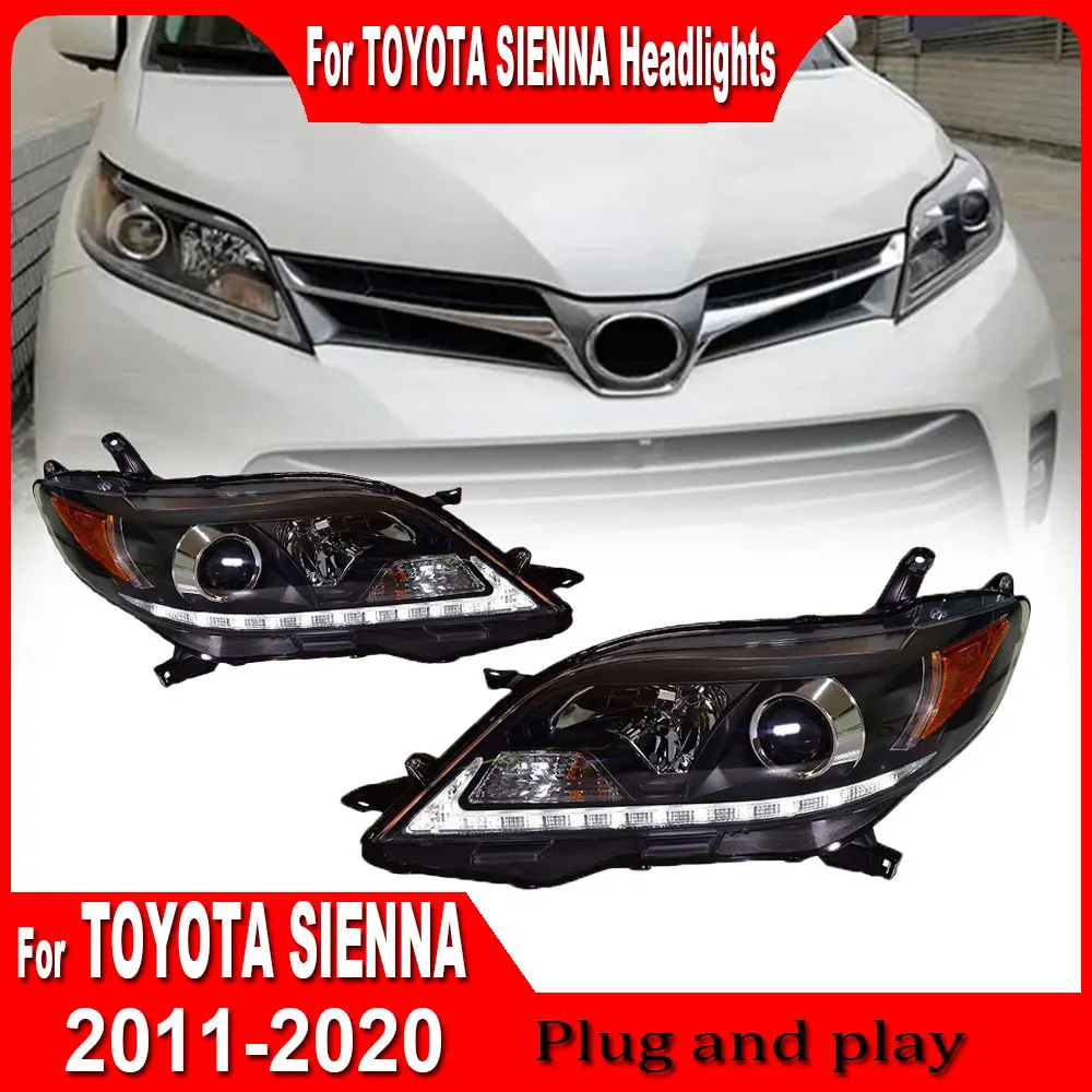 Car Styling Head Lamp for Toyota Sienna Headlights 2011 2012 2013 2014 2015-2020 Sienna LED Headlight DRL Signal Hid Bi Xenon