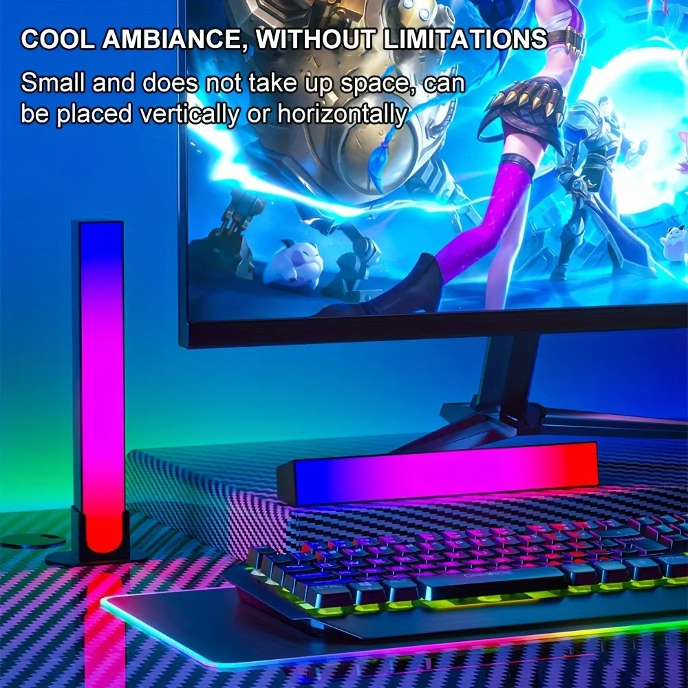1 زوج RGB إيقاع الضوء، 180 °   قضبان الإضاءة الذكية، أضواء LED للألعاب، 16 مليون تعديل الألوان DIY، جهاز التحكم عن بعد، ضوء لاقط USB