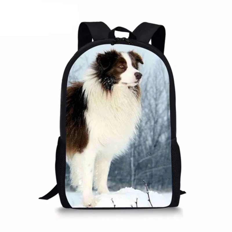 Border collie cão padrão mochila estudantes meninas meninos saco de escola das mulheres dos homens mochilas de armazenamento casual adolescente mochila diária