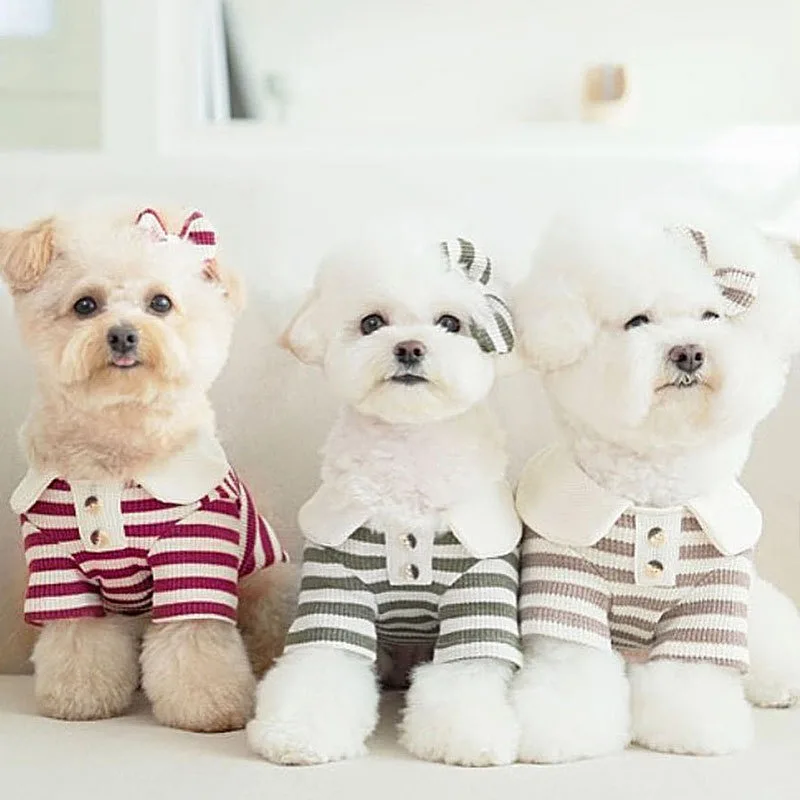 

Cute Bunny Collar Dog Clothes Puppy Striped Two Legs T-Shirt Pet Summer Clothes Breathable Cat Small Dog Apparel