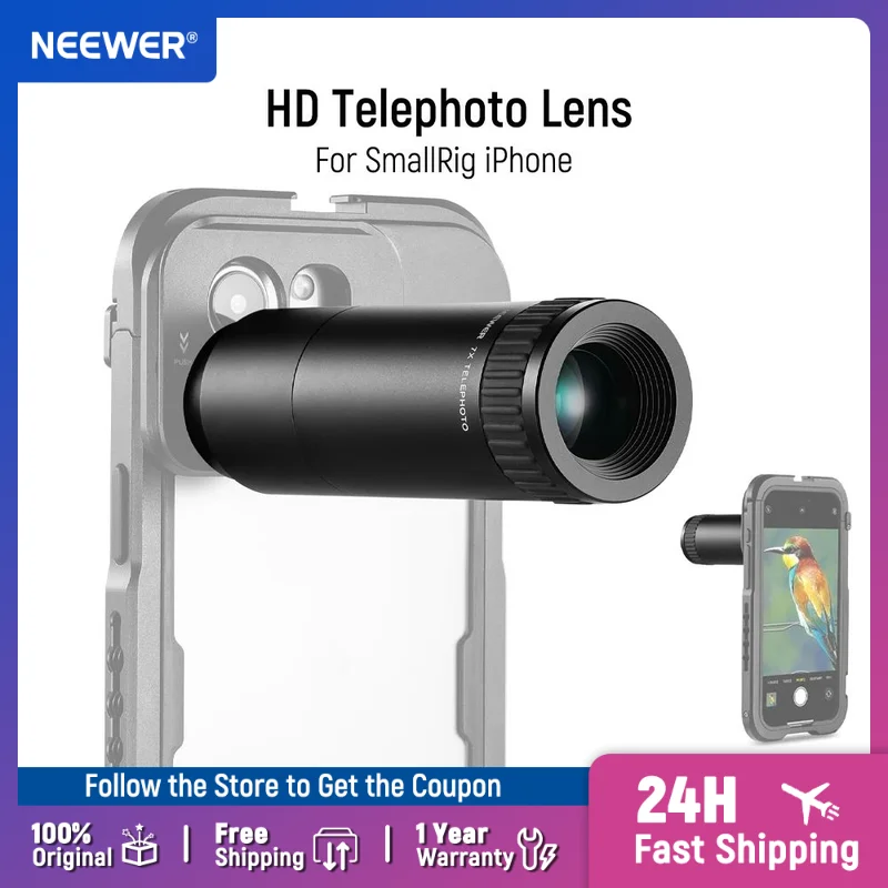 NEEWER HD Telephoto Lens for 17mm Thread Backplate Compatible with SmallRig NEEWER iPhone Samsung Cage with 17mm Lens Adapter