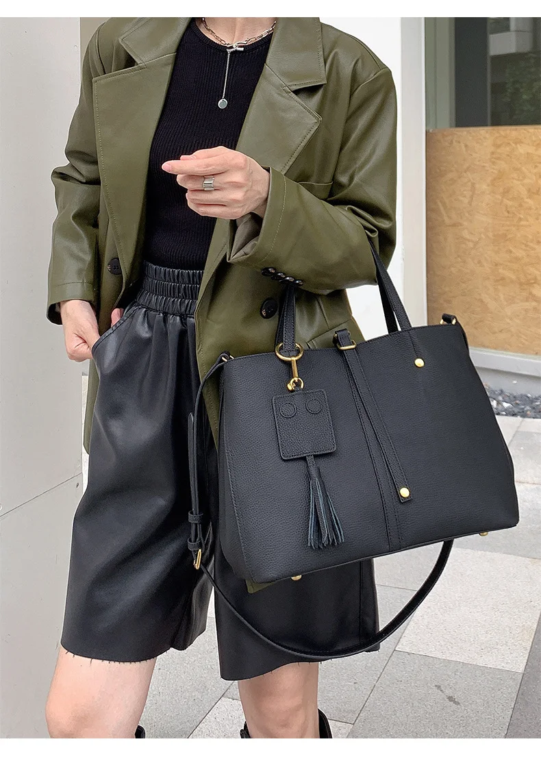 

Сумка-тоут из натуральной кожи, высококачественная женская сумка из воловьей кожи, садовая сумка через плечо, дорожная сумка-ведро большой вместимости