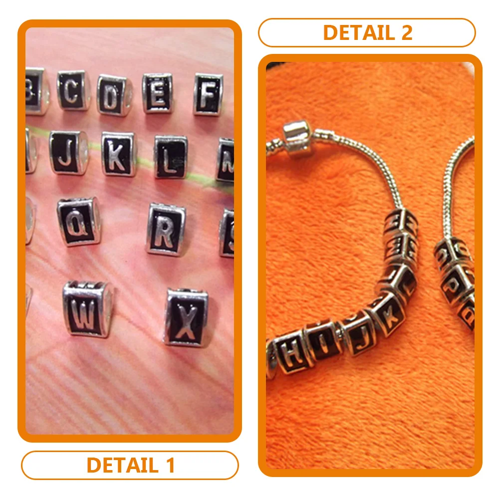 

26 Pcs Handmade Beaded Accessories Metal Letter Beads for Diy Crimp Spacer Jewelry Making Mini Alphabet Alloy Bracelets Travel