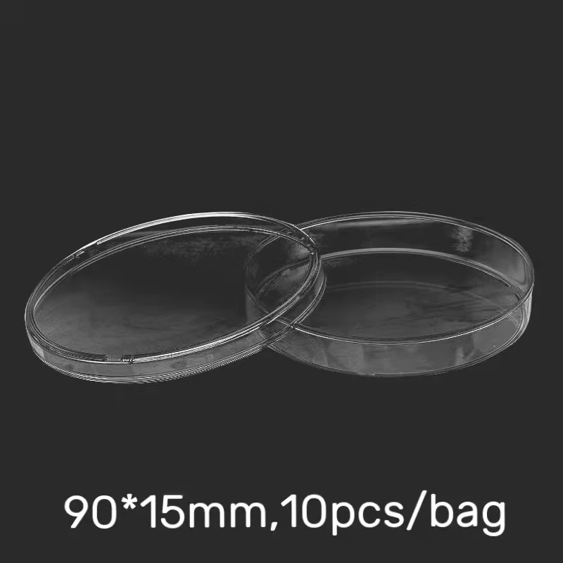 Pratos de Petri estéreis de poliestireno, Prato de Cultura de Bactérias, Laboratório Médico Biológico Científico, 90mm, 10Pcs