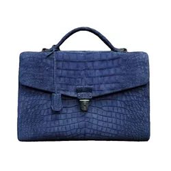 lizhuangya Men's briefcase Leather casual computer men's bag Lawyer Business frosted crocodile leather shoulder handbag male